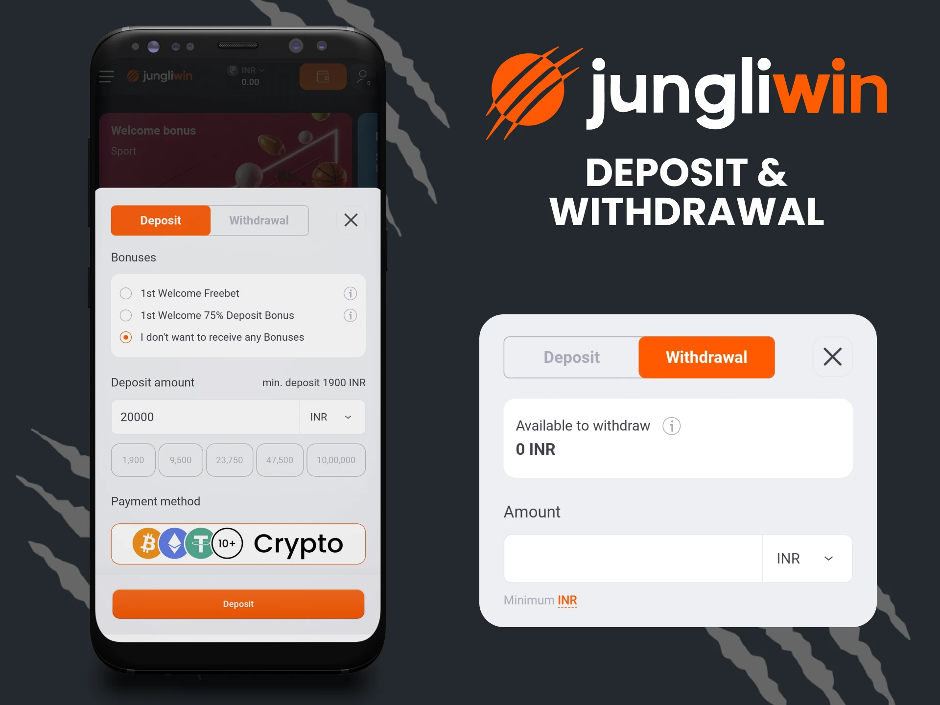 Choose a convenient payment method in the Jungliwin application.