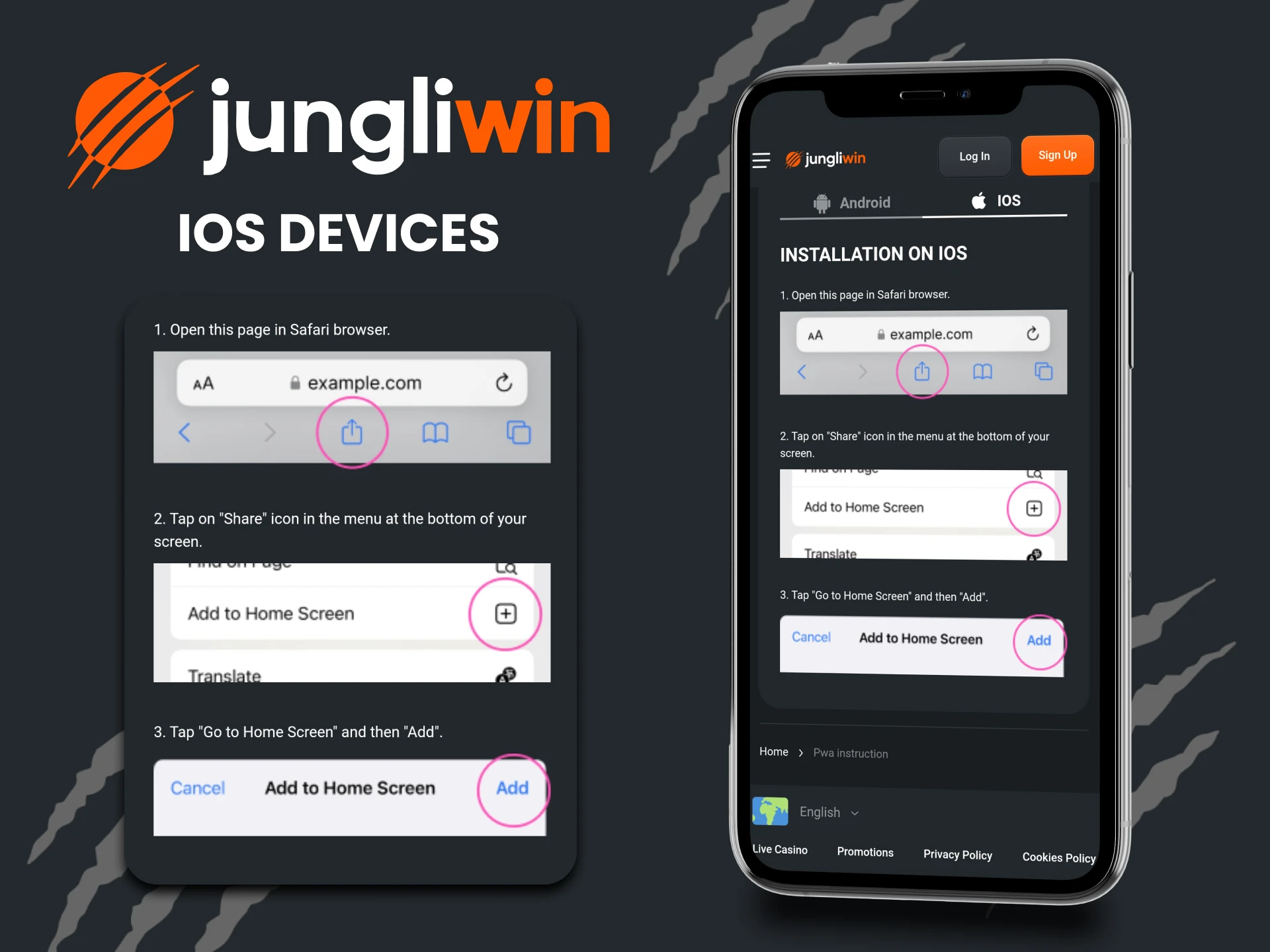 Install the Jungliwin application on your iOS device.