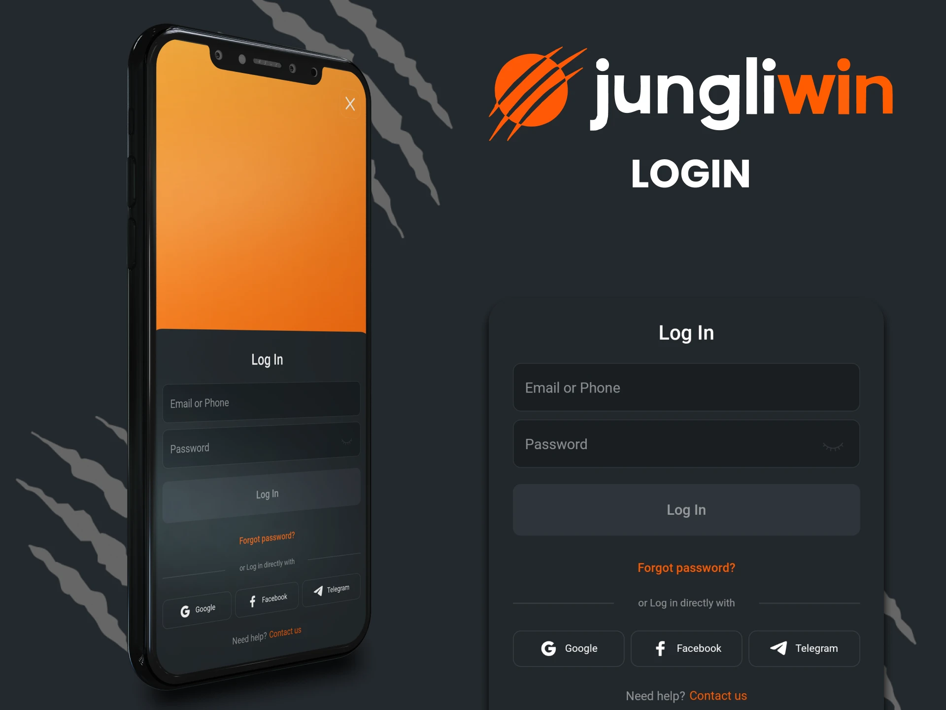 Log in to your Jungliwin app account.