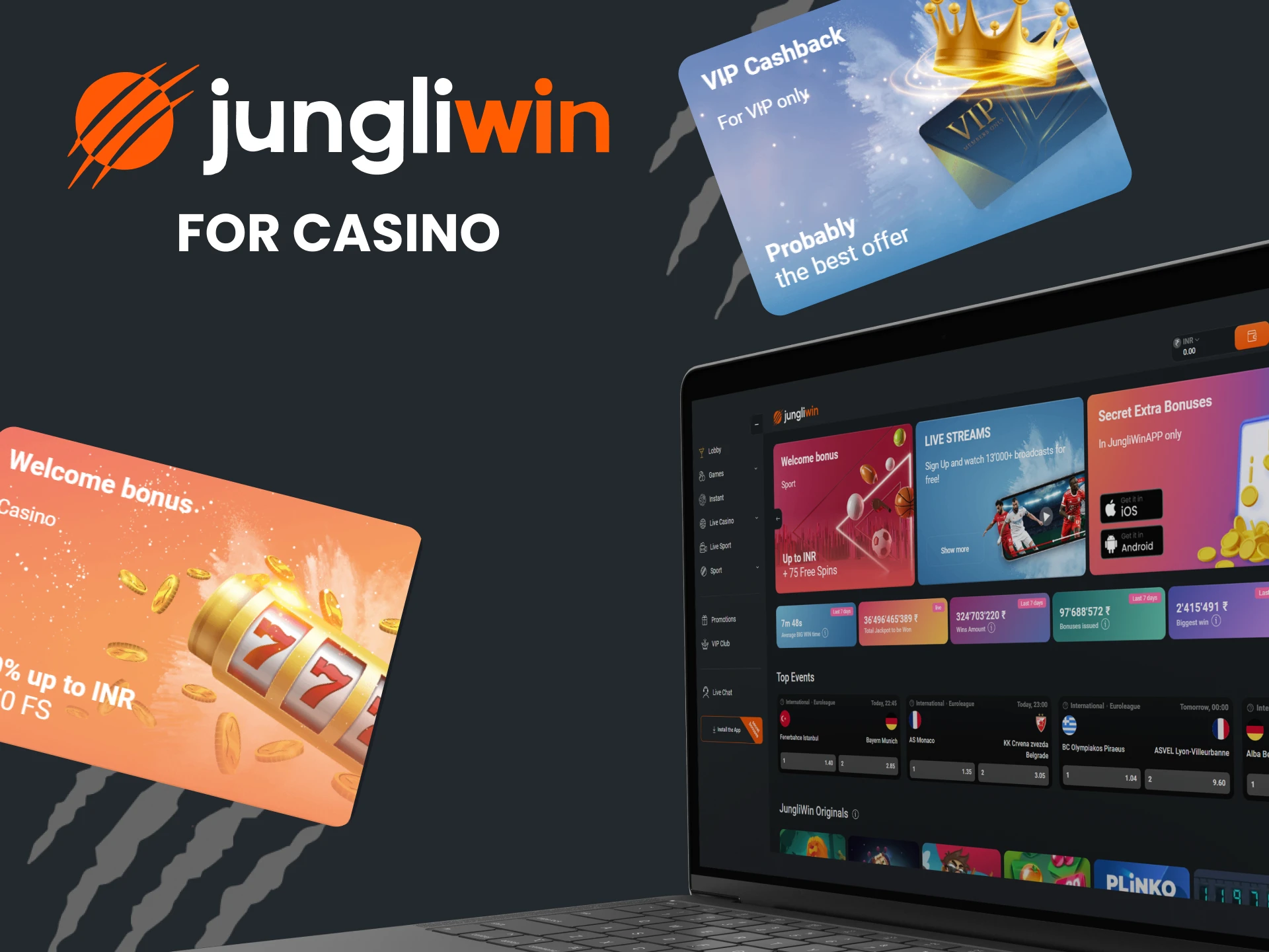 Jungliwin gives bonuses for casino.