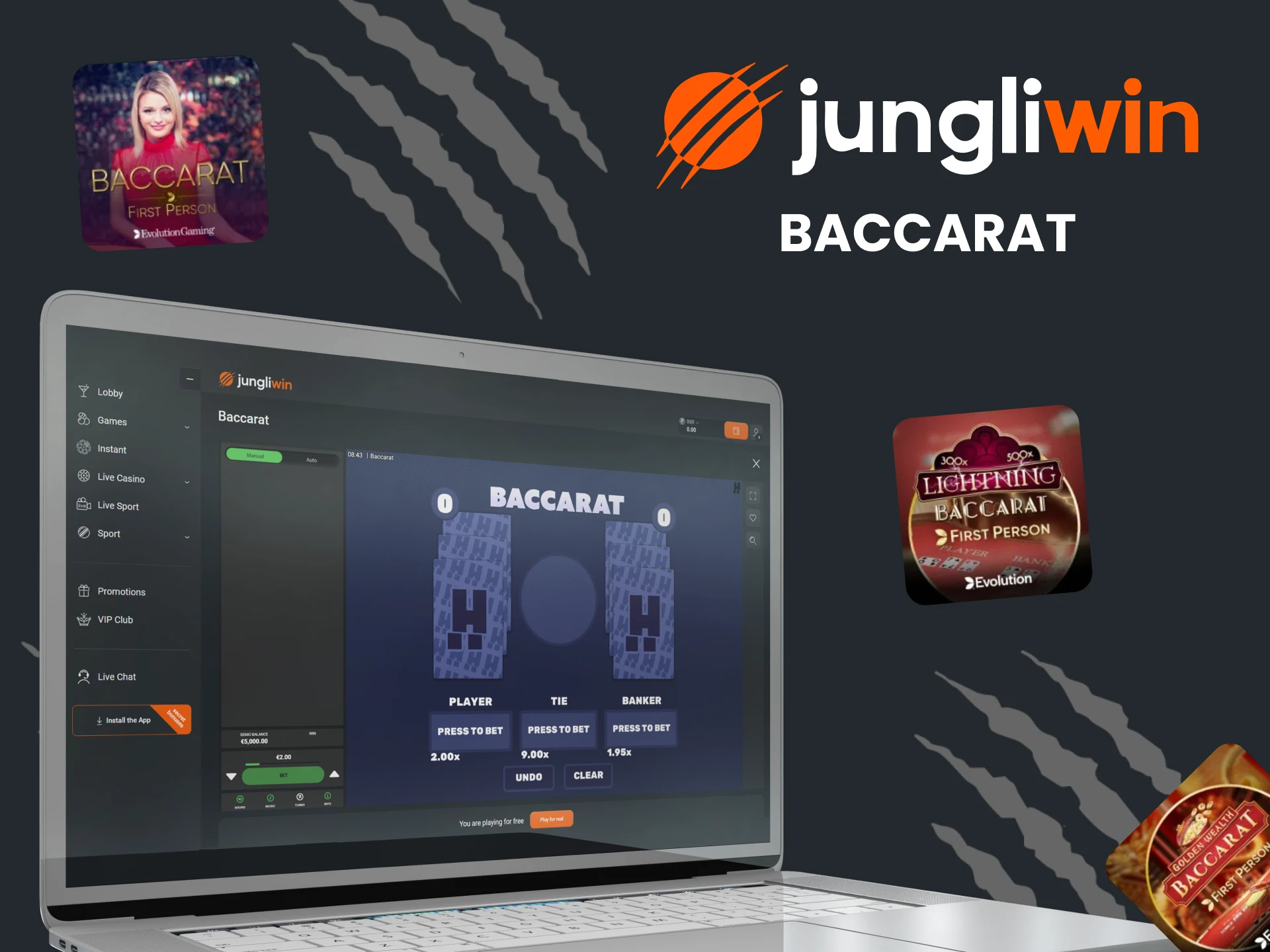 You can play baccarat in the Jungliwin casino section.