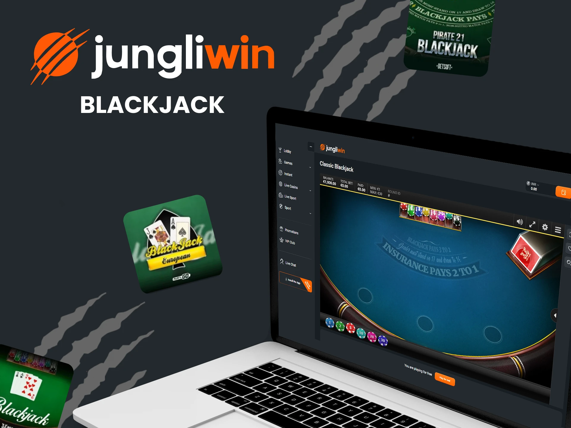 You can play blackjack in the Jungliwin casino section.