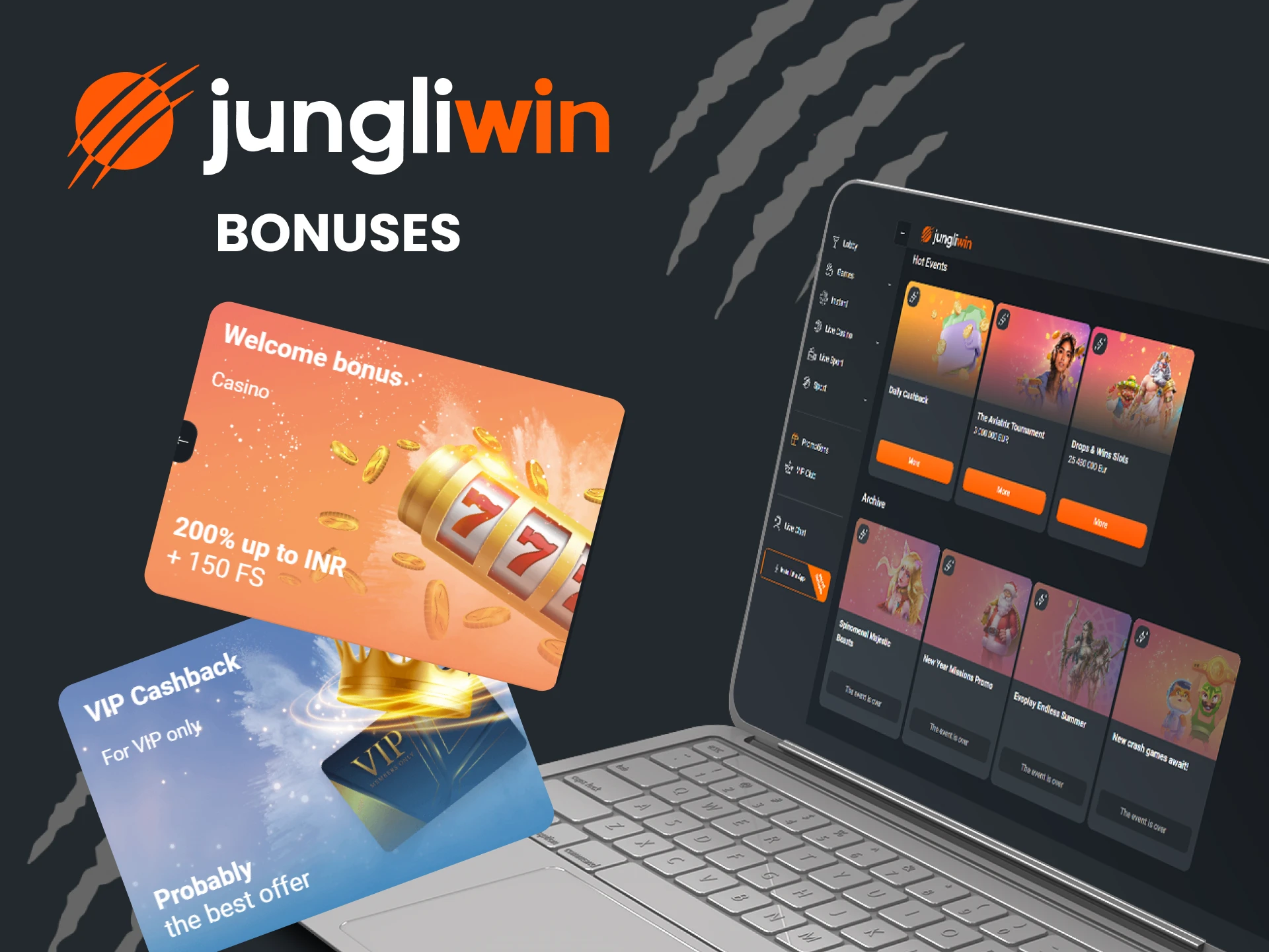 Get bonuses for casino games from Jungliwin.