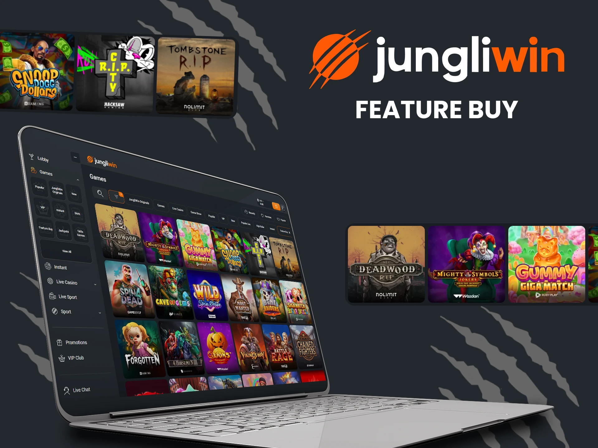 Feature Buy section with games on Jungliwin is worth a visit.