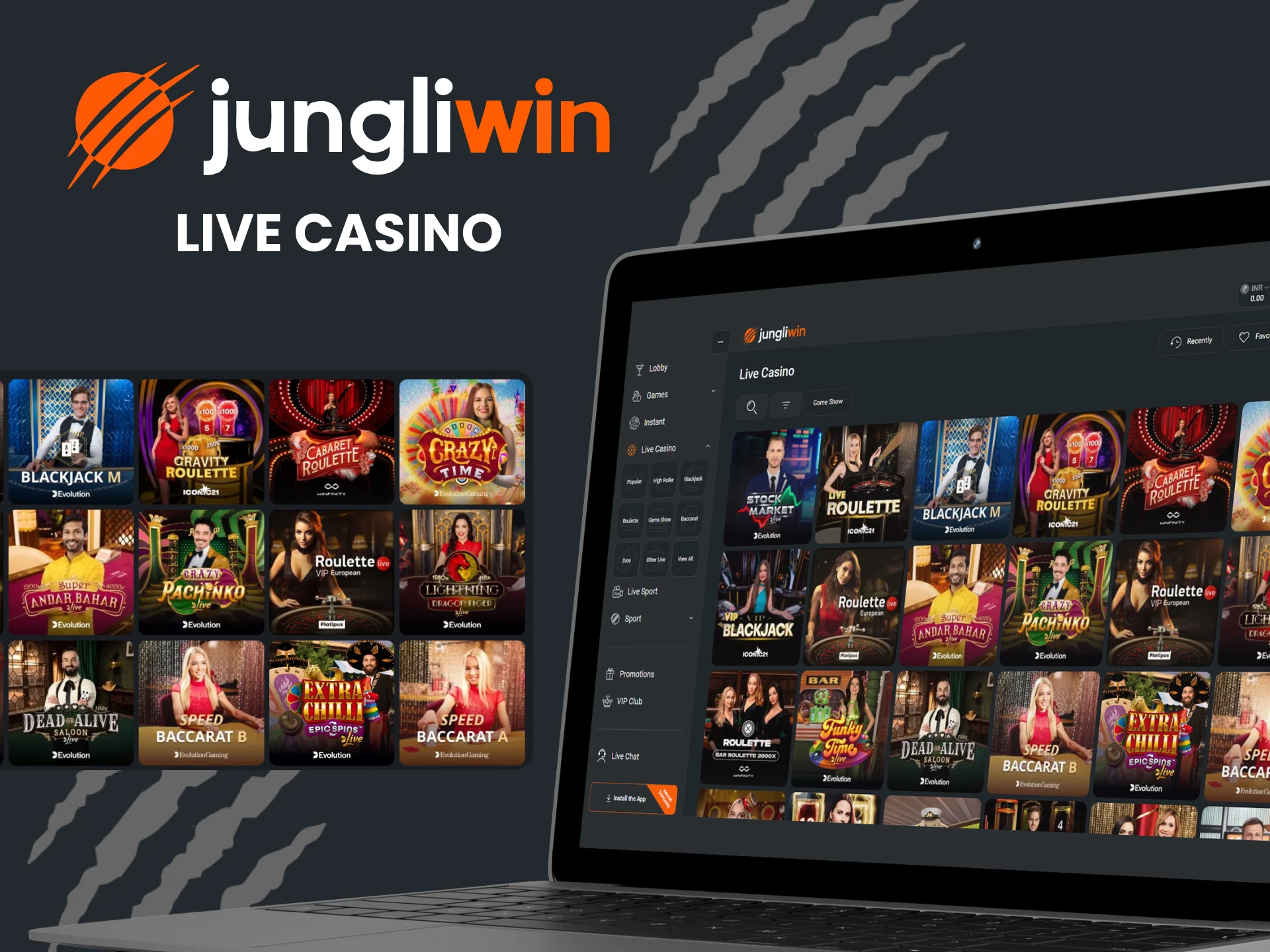 Play live casino with Jungliwin.