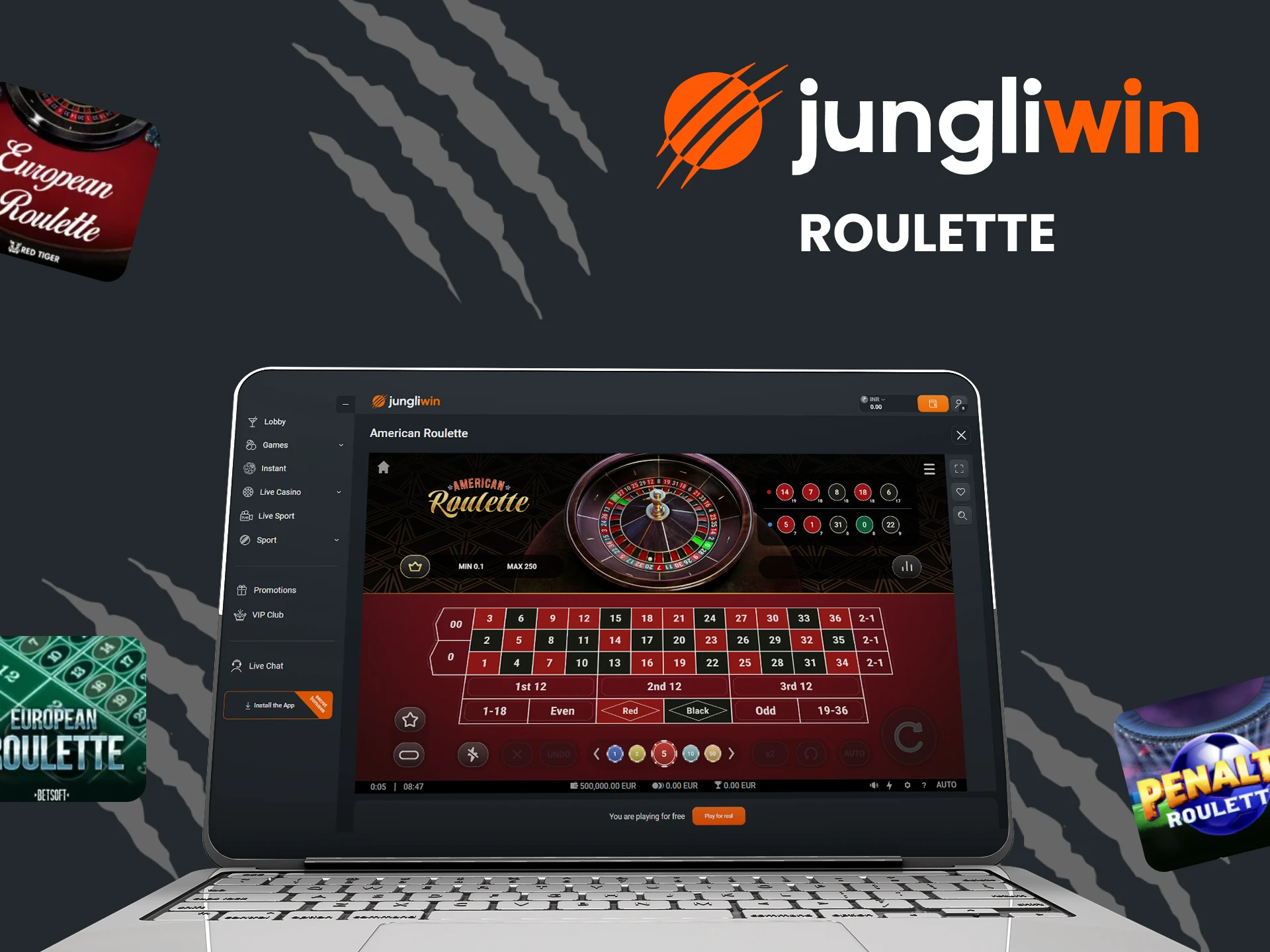 Play roulette with Jungliwin.