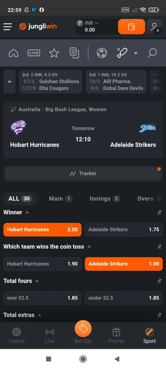 Place your first cricket bet with Jungliwin.