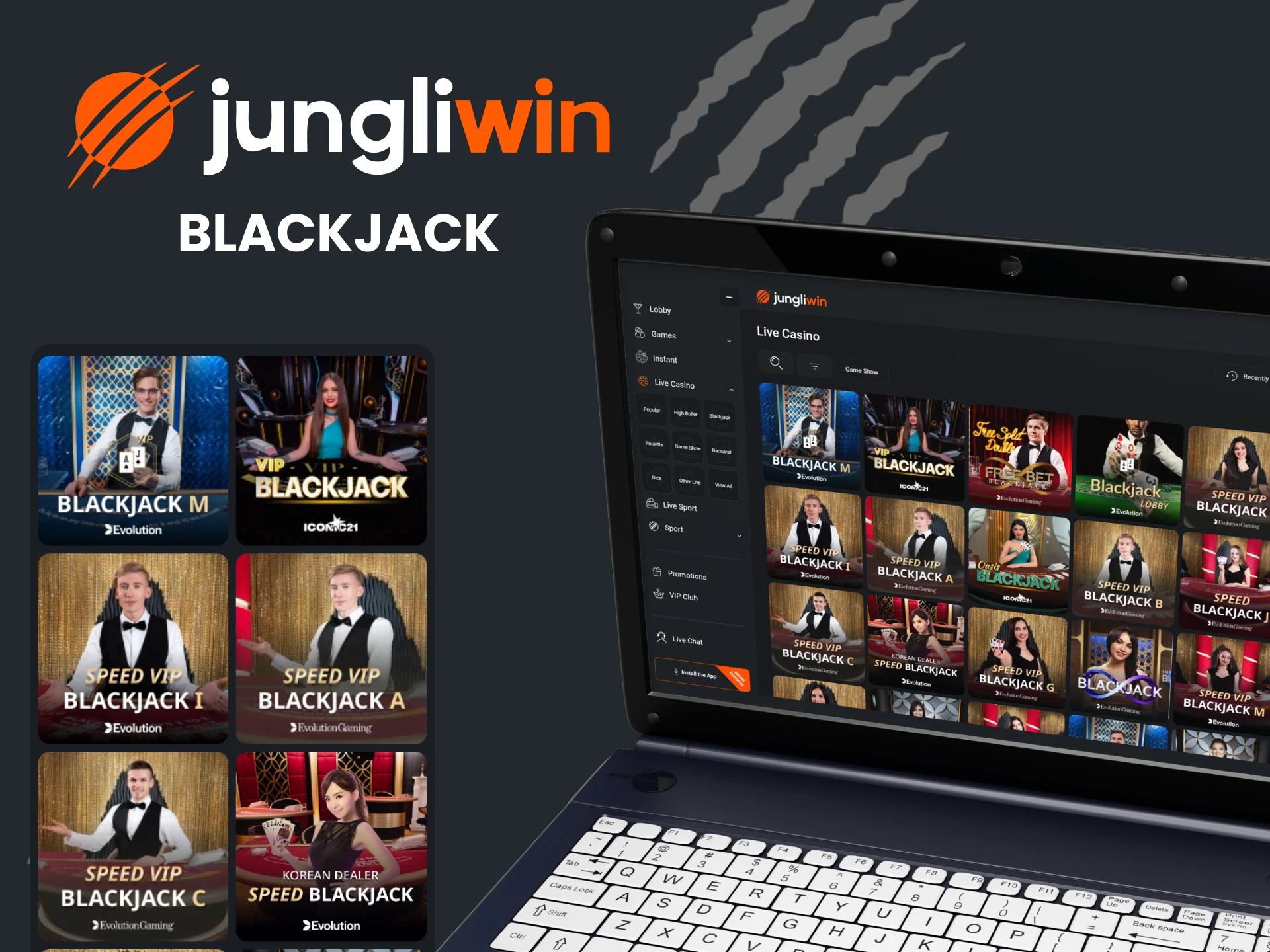 Play Blackjack with Jungliwin.