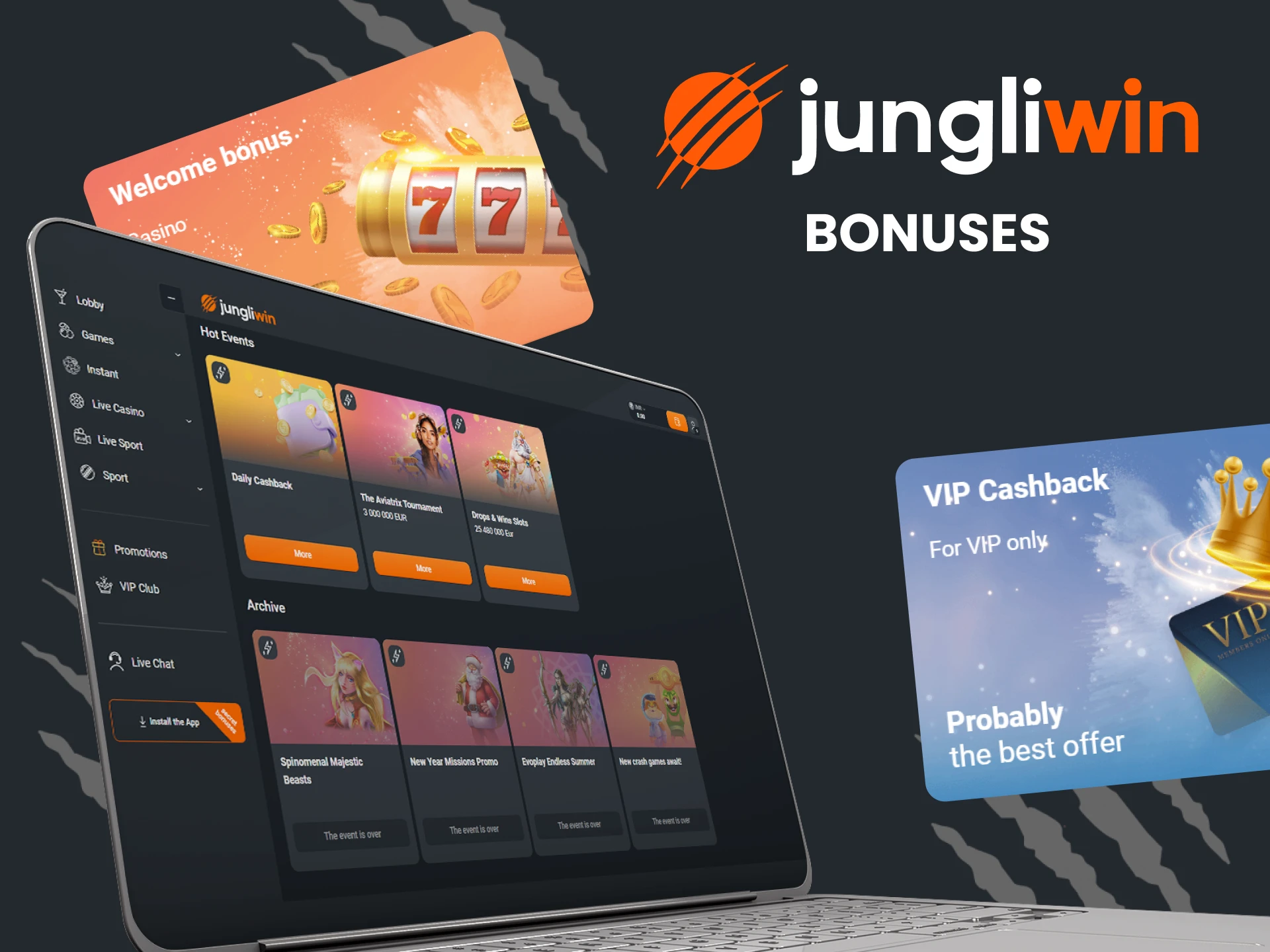 Get your live casino bonuses from Jungliwin.