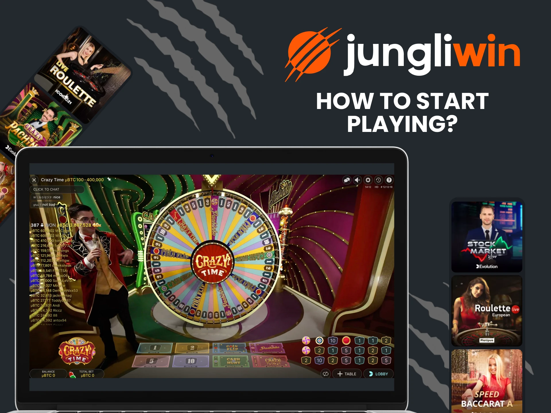 We will show you how to start playing live casino on Jungliwin.