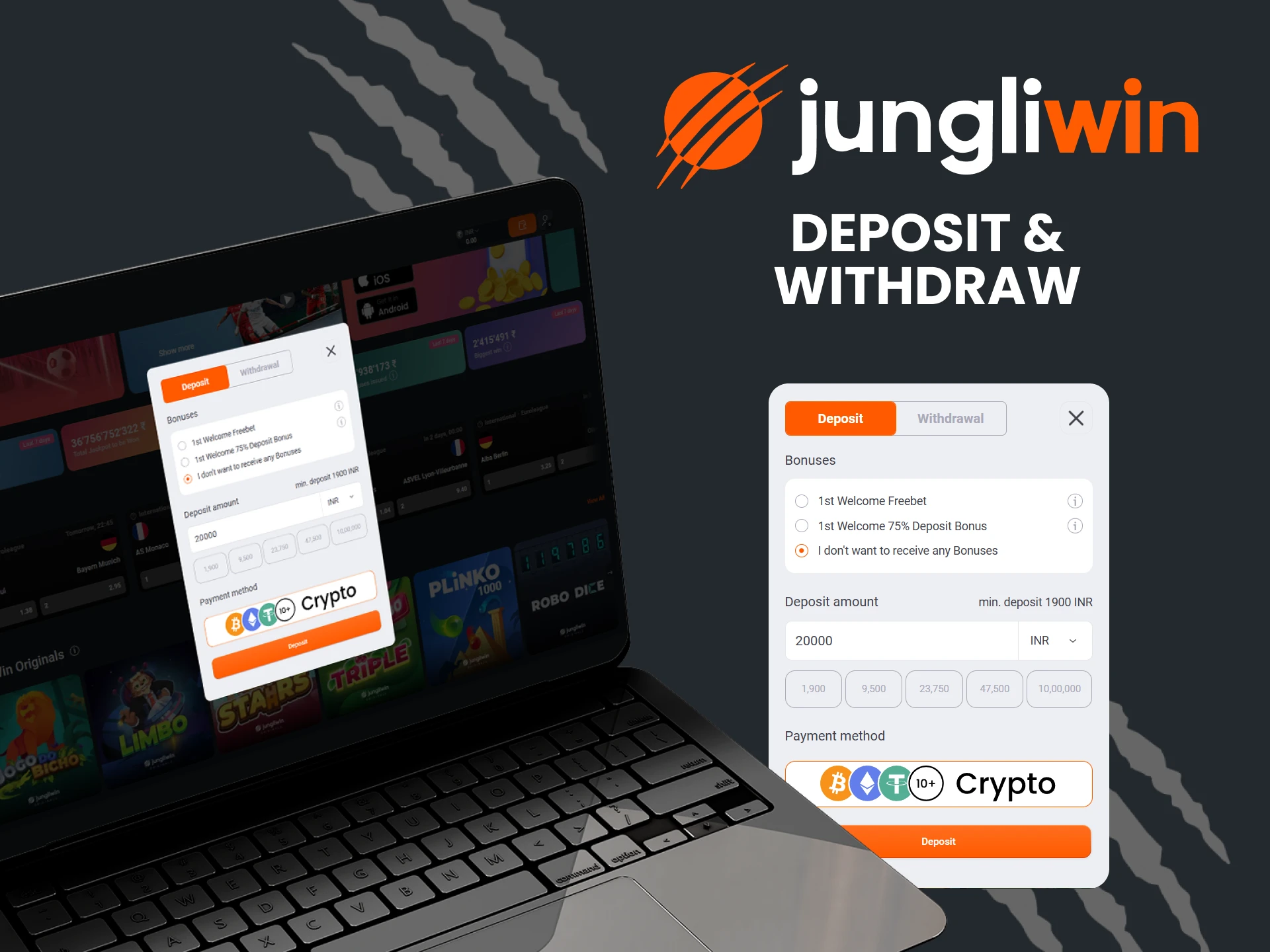 Choose a convenient payment method on Jungliwin.