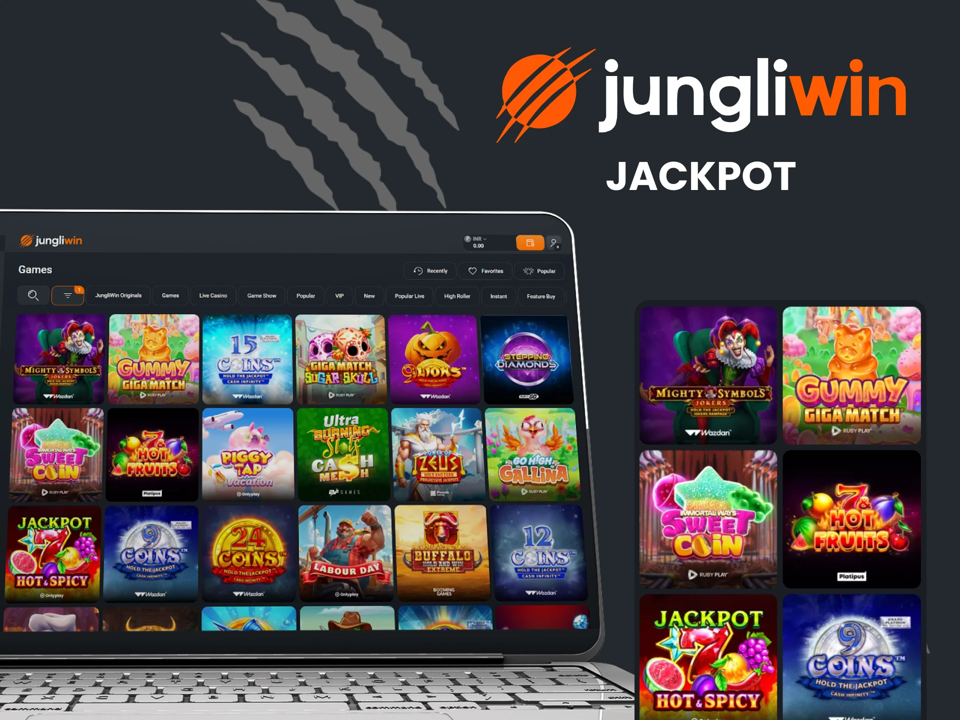 Choose jackpot to play at Jungliwin.