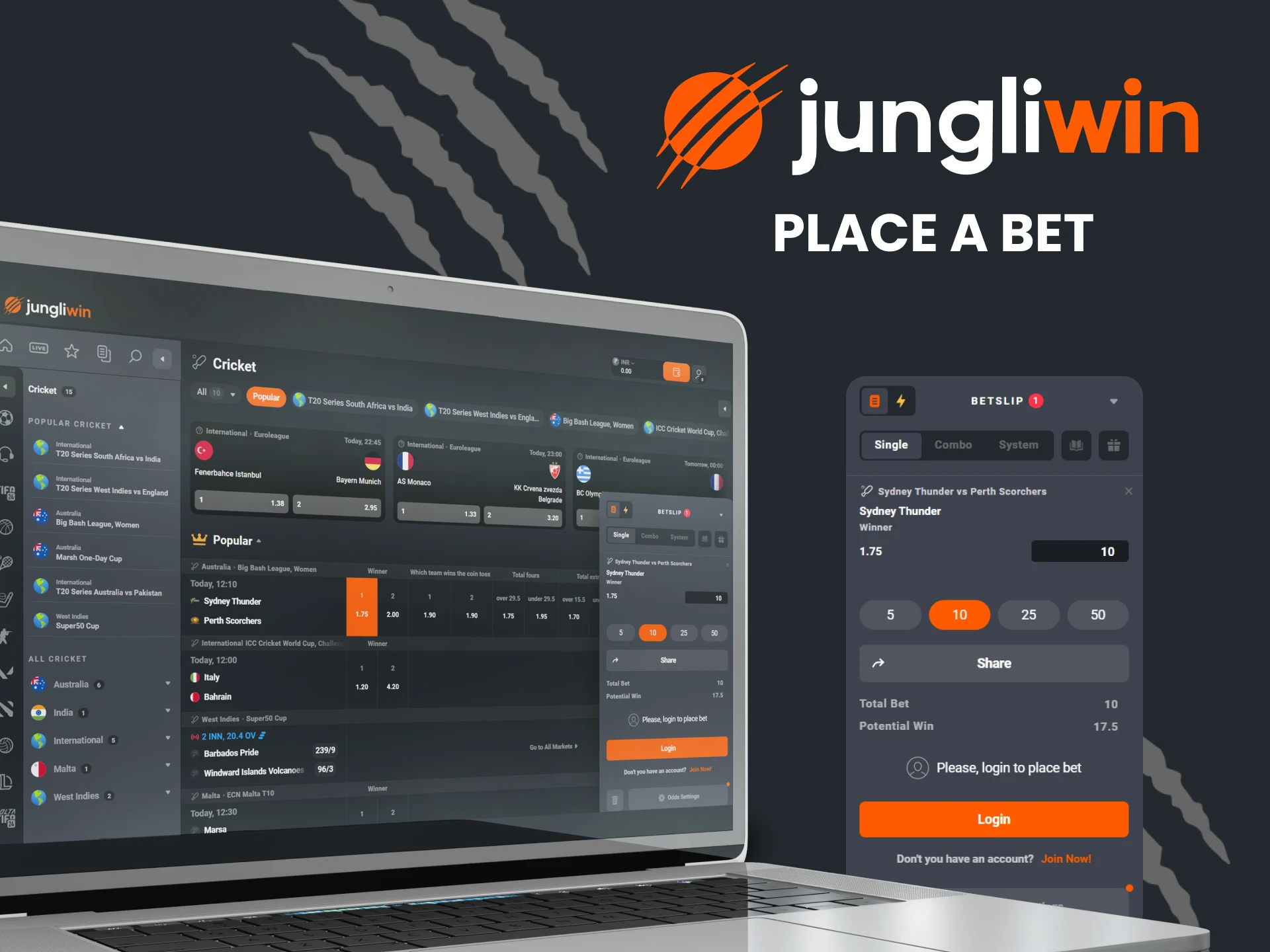 Place your bets with Jungliwin.