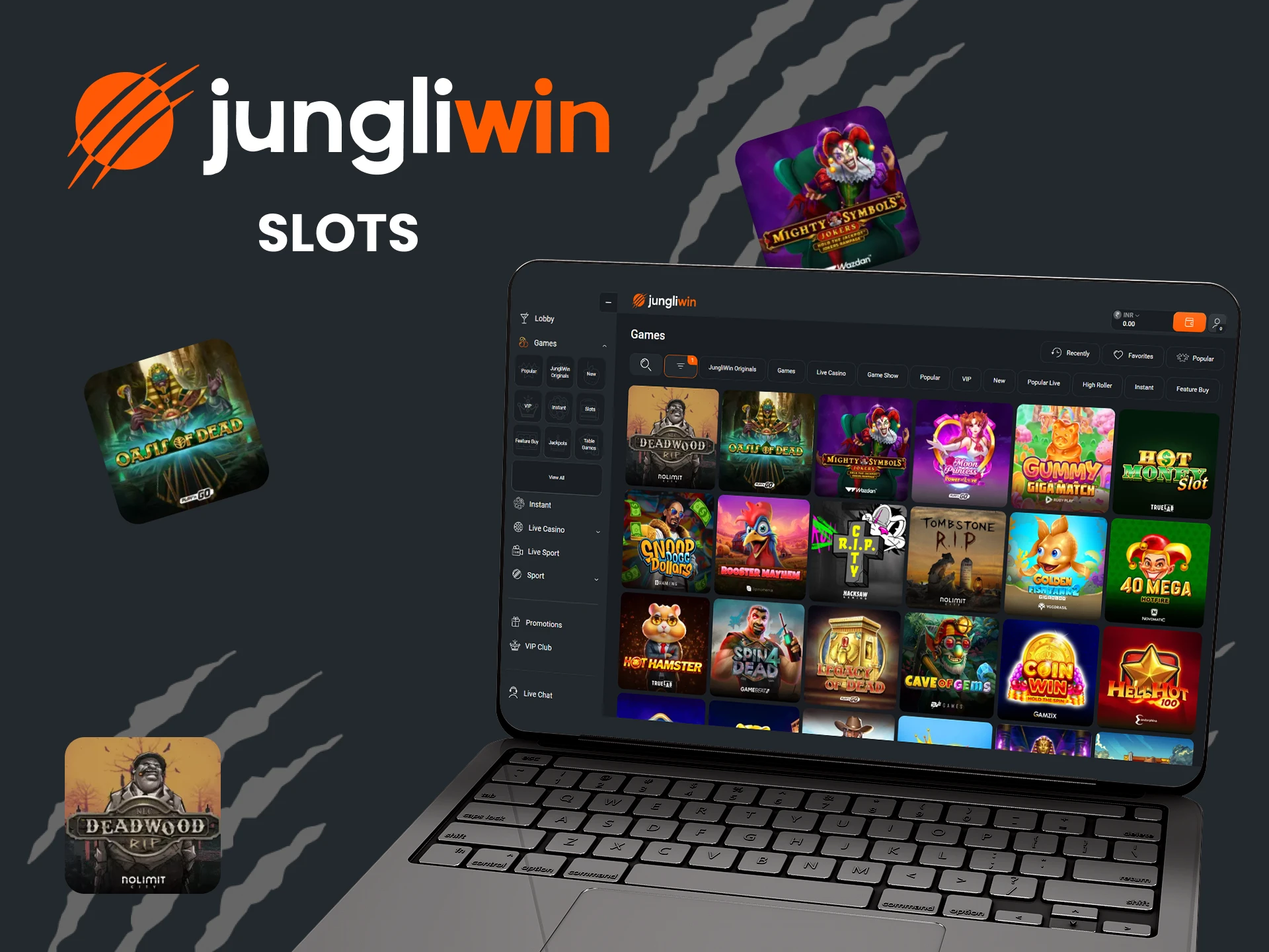 Play slots with Jungliwin.