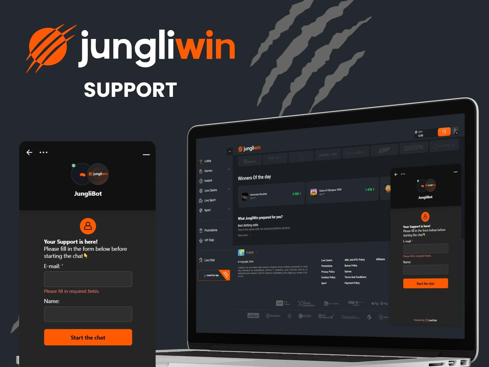 You can always contact support on the Jungliwin website.