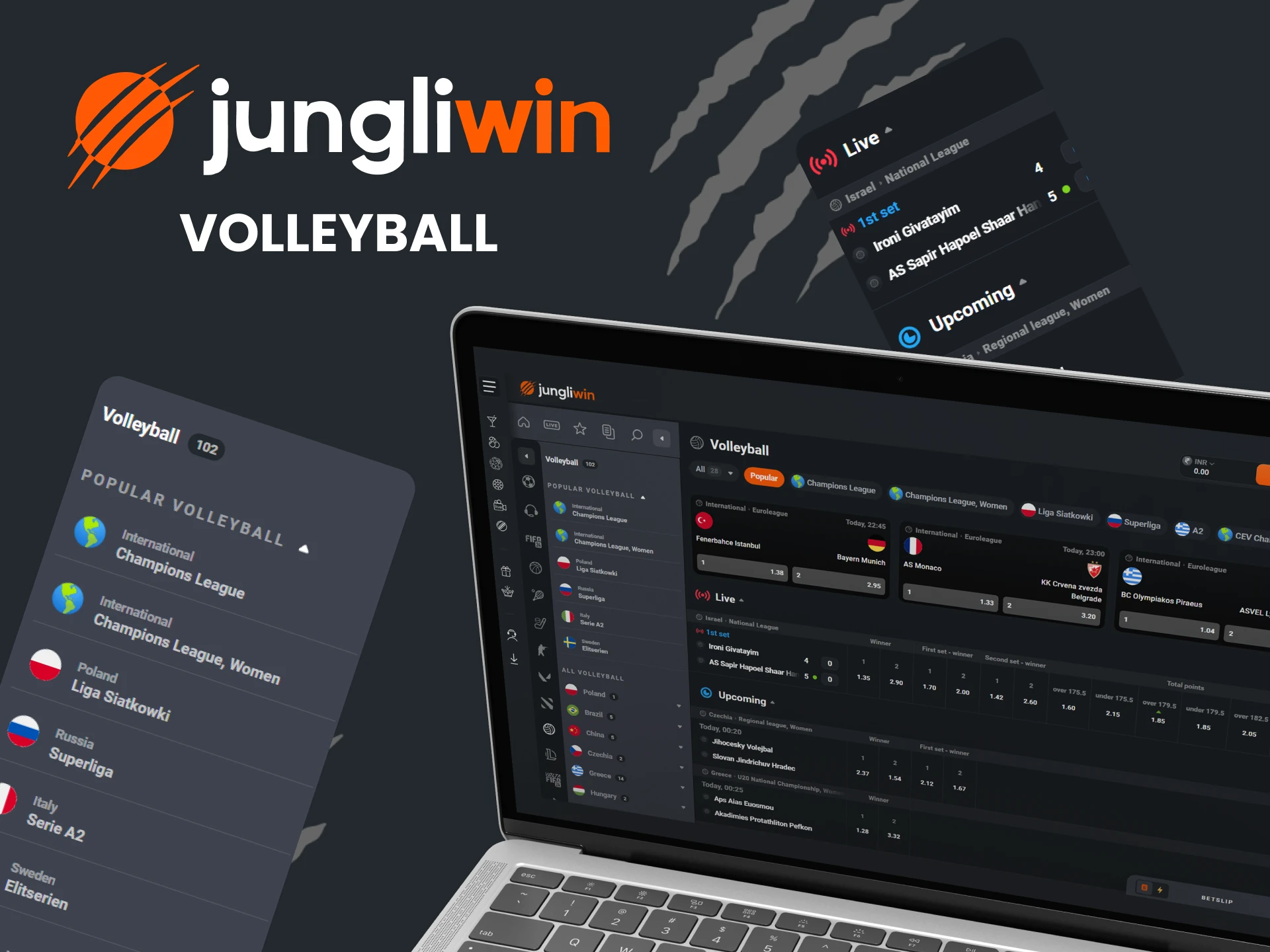 Bet on volleyball with Jungliwin.