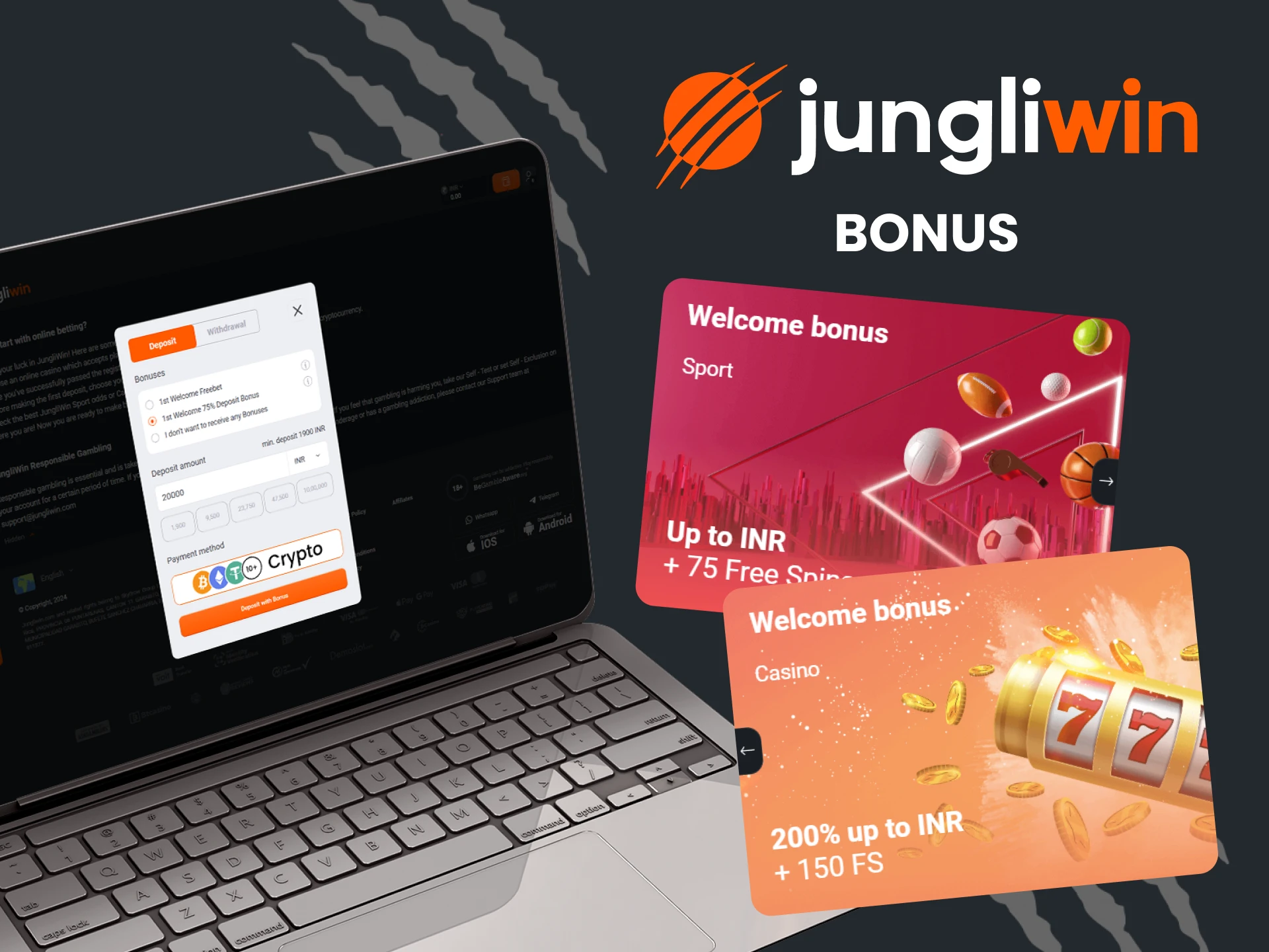 Get bonuses when you make a deposit at Jungliwin.