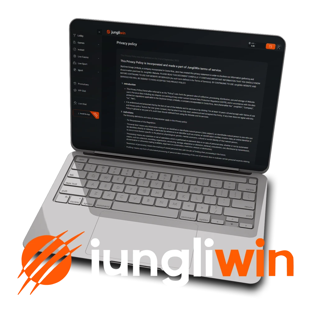 We will tell you about the privacy policy on the Jungliwin website.