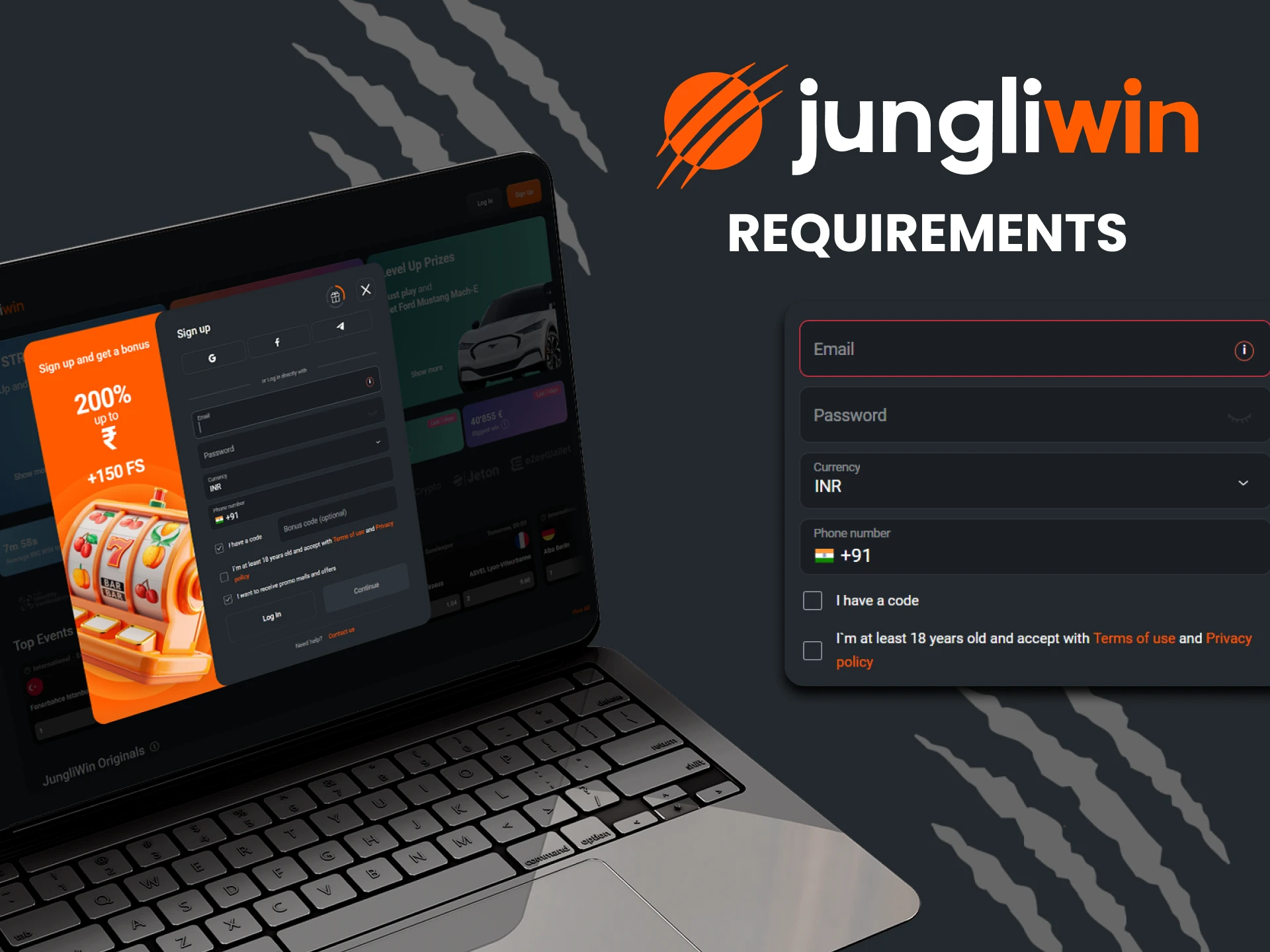 Please review the requirements for registering on Jungliwin.